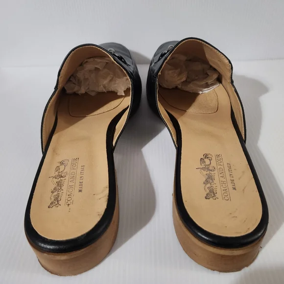 "Coach And Four" Brand Neline Leather Mule Black 11M - Picture 12 of 13